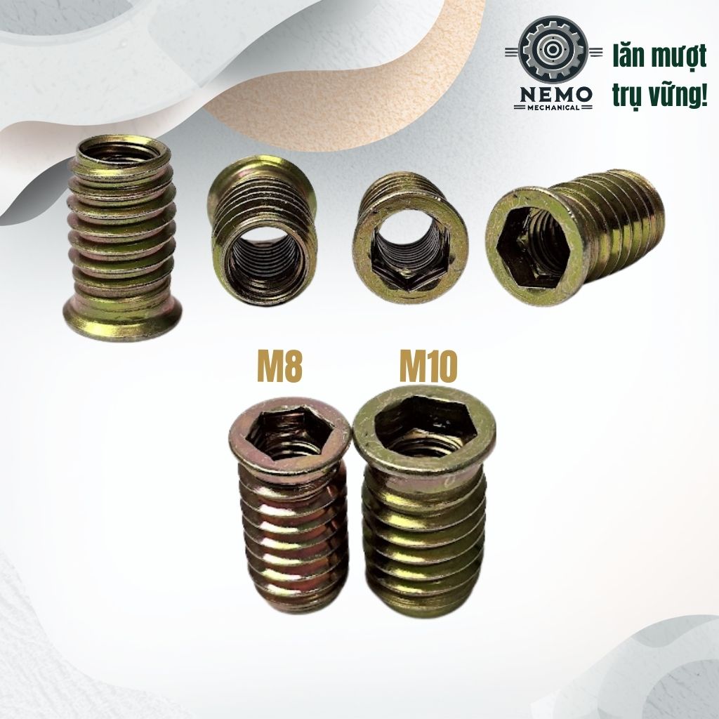 Pas Đồng Tiền & Ốc Cấy Gỗ M8/M10 – Giải Pháp Lắp Bánh Xe & Chân Tăng Chỉnh Cho Đồ Gỗ